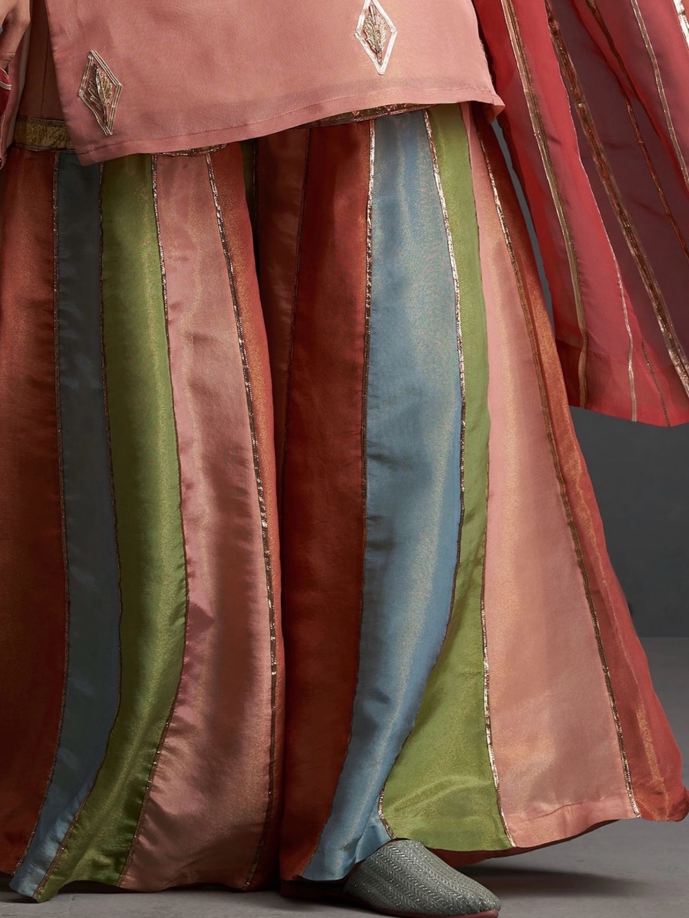 Multicolor Tissue Silk Sharara Set - Picture 4 of 4